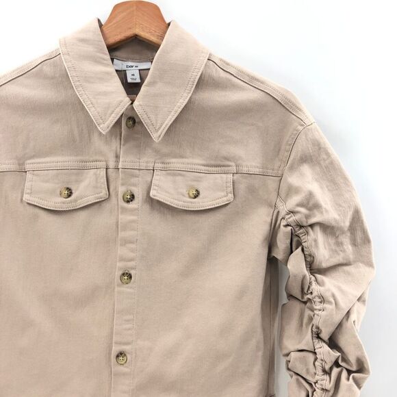 Bar III Ruched-Sleeve Jacket Naturally Nude XS‎ - Picture 3 of 8